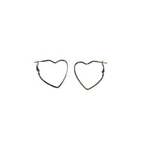 Silvertone Heart Shaped Hoop Earrings 1 5/8 inch
